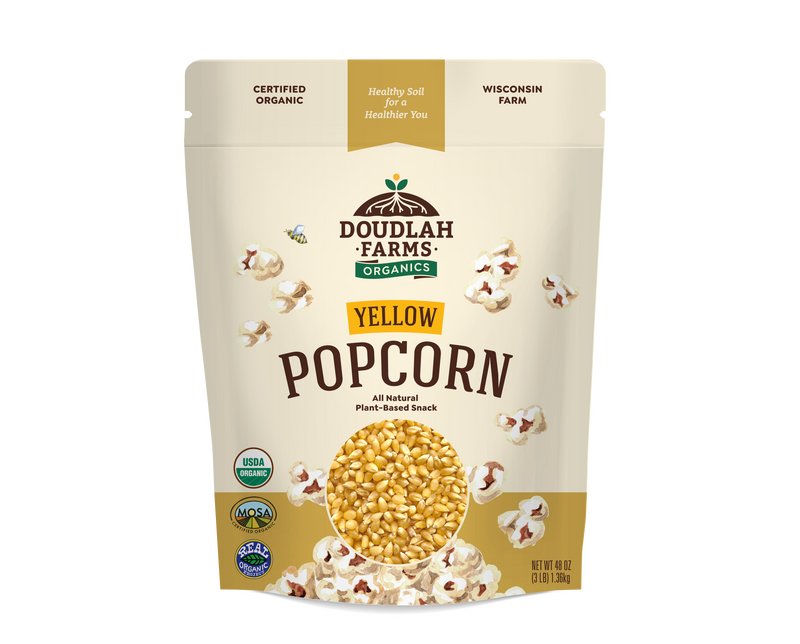 Triple Certified ~ Organic Yellow Popcorn Kernels ~ 3lb. bag