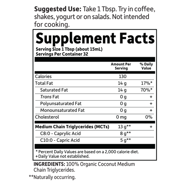 Dr. Formulated Brain Health 100% Organic Coconut MCT Oil