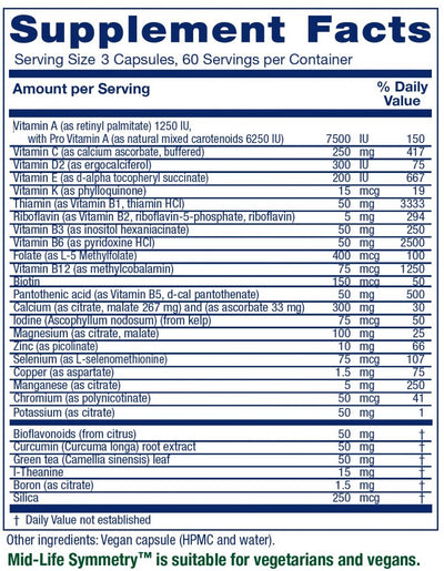 Mid-Life Symmetry™ ~ 50-65 High Potency Multivitamin & Mineral (Special Order)