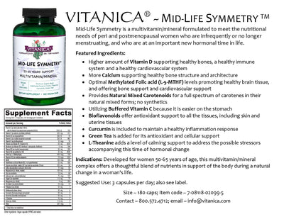 Mid-Life Symmetry™ ~ 50-65 High Potency Multivitamin & Mineral (Special Order)