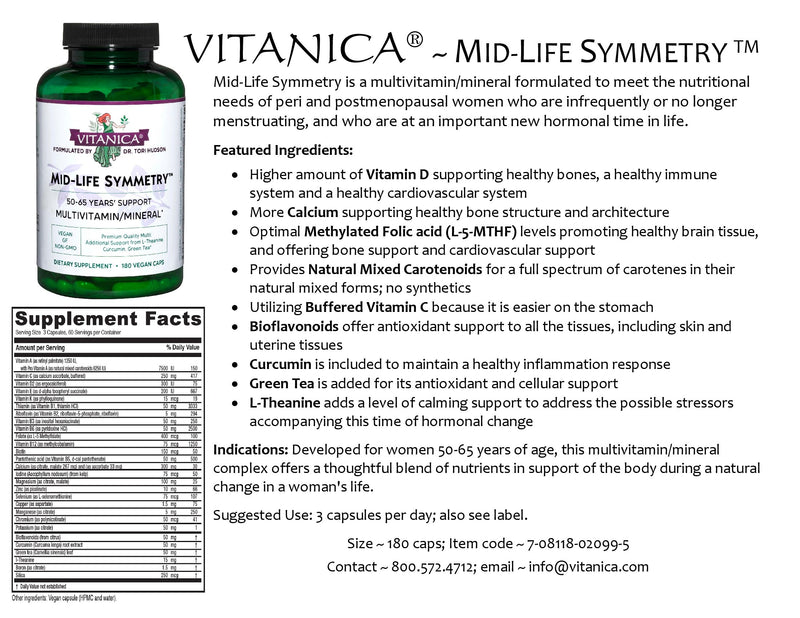 Mid-Life Symmetry™ ~ 50-65 High Potency Multivitamin & Mineral (Special Order)