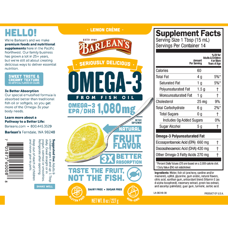 Seriously Delicious® Omega-3 Fish Oil Lemon Creme